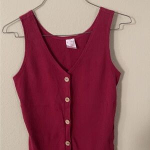 Red Button-Up Sleeveless Top
